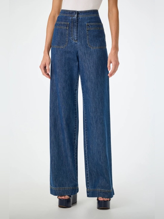 Trina Turk Denim - Trina Turk FERRER WIDE LEG JEAN High-Waist Women's Jeans in Dark Blue